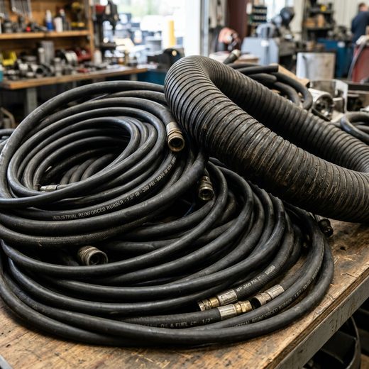 Coils of industrial reinforced rubber hose
