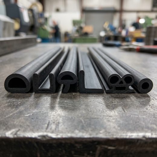 Extruded rubber profile sections